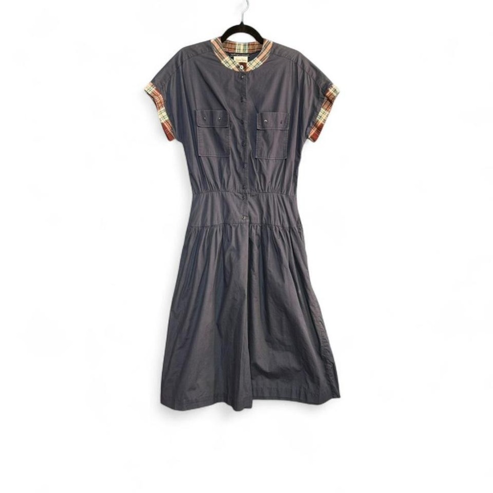 Vintage 60s Drop Waist Dress Women's Size Medium Neiman Marcus Navy‎ Plaid Twee